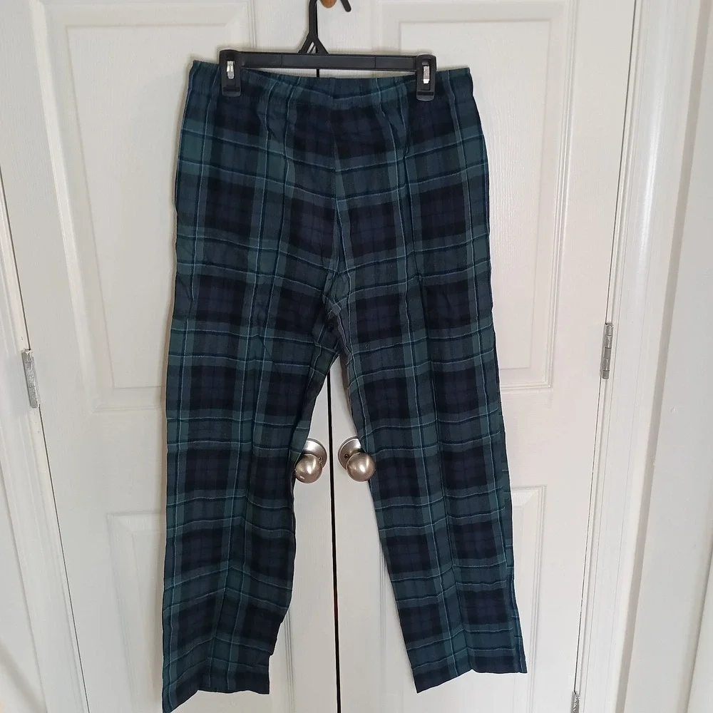 Majestic International Plaid Cotton Pajama Set Men's M Green Blue Lounge Sleep